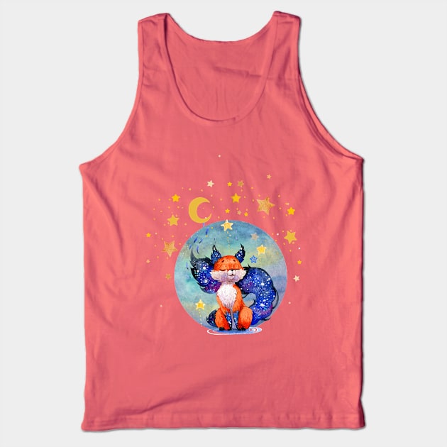 Galaxy Moon Dream Fox Tank Top by Holisticfox